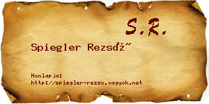 Spiegler Rezső névjegykártya